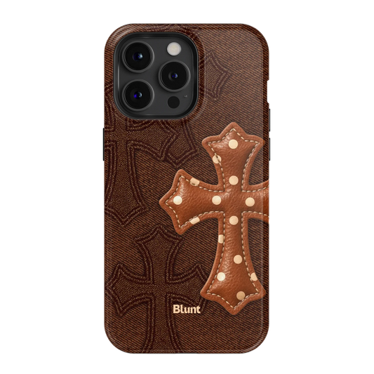 Brown Polka Cross iPhone Case