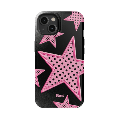 Midnight Pink Polka Star iPhone Case