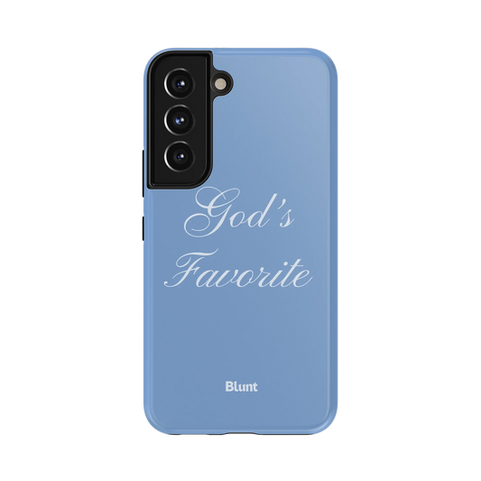Gods Favorite Blue Samsung Case: the phrase 'God's Favorite' in white on blue
