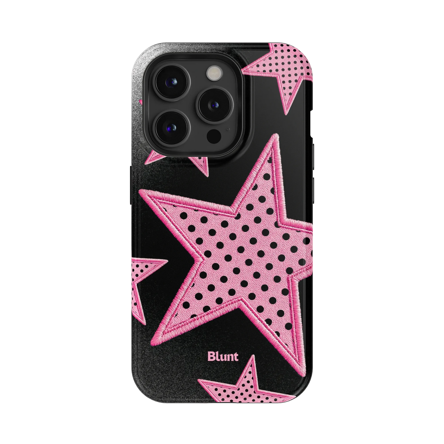 Midnight Pink Polka Star iPhone Case
