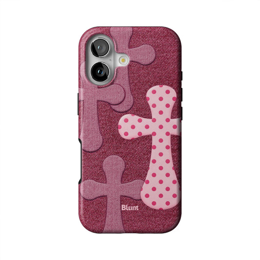 Pink Polka Patch iPhone Case