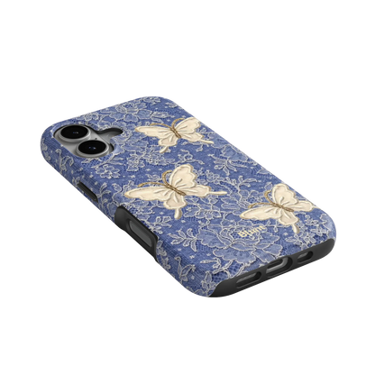 Blue Lace Butterfly iPhone Case