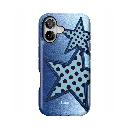 Blue Polka Star iPhone Case
