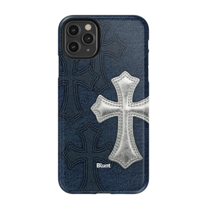Silver Denim Cross iPhone Case