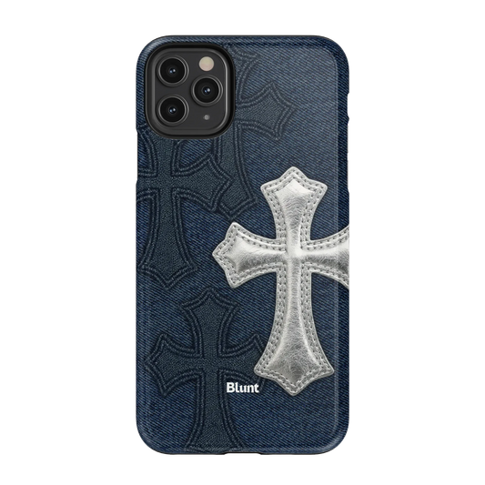 Silver Denim Cross iPhone Case