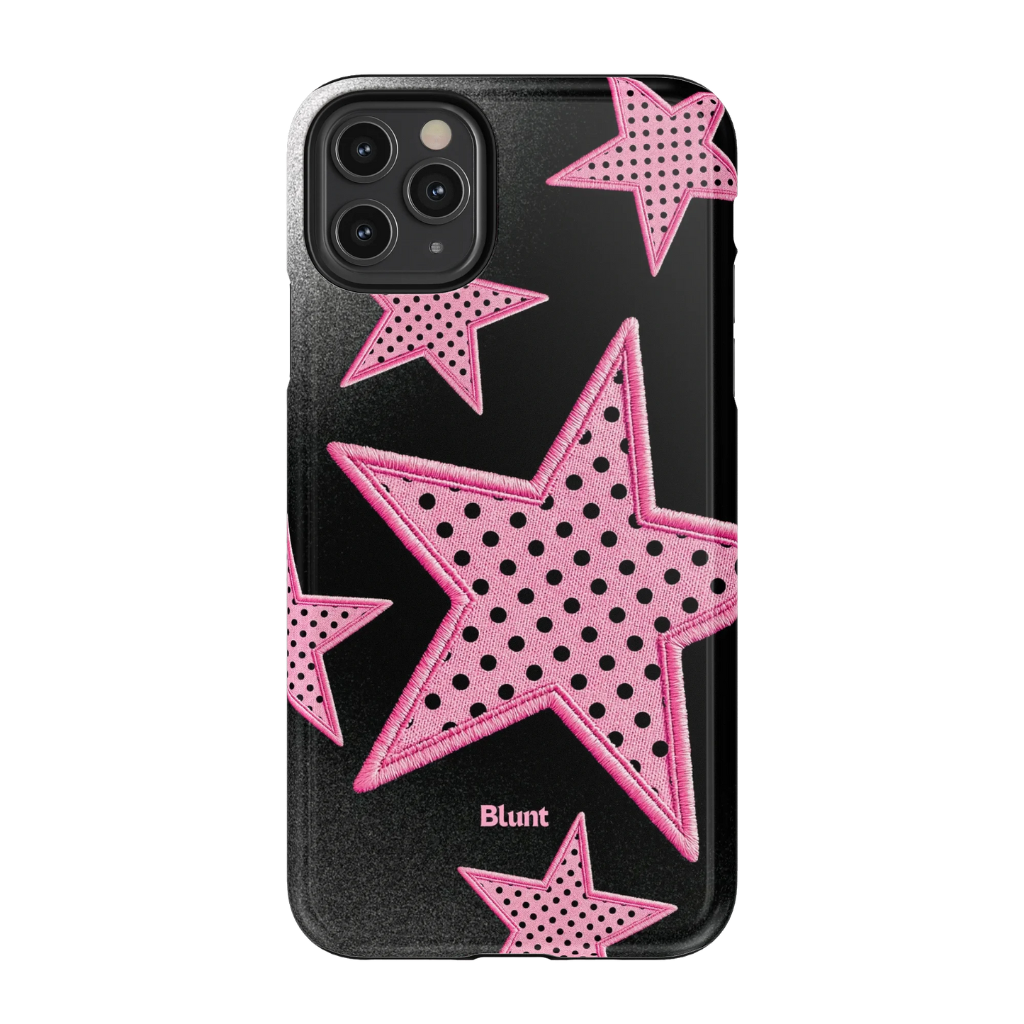 Midnight Pink Polka Star iPhone Case