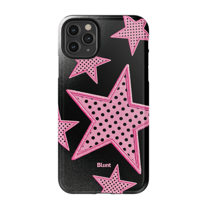 Midnight Pink Polka Star iPhone Case