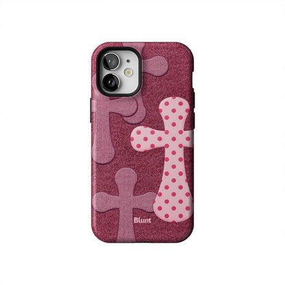 Pink-Polka-Patch-iphone-case-iPhone 12 Mini-1