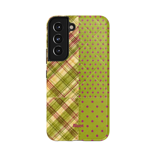 Thistle Samsung Case: intersecting green and magenta patterns in a 2000s style patchwork