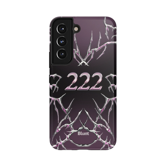 Cosmic 222 Samsung Case: the number 222 in a futuristic chrome style