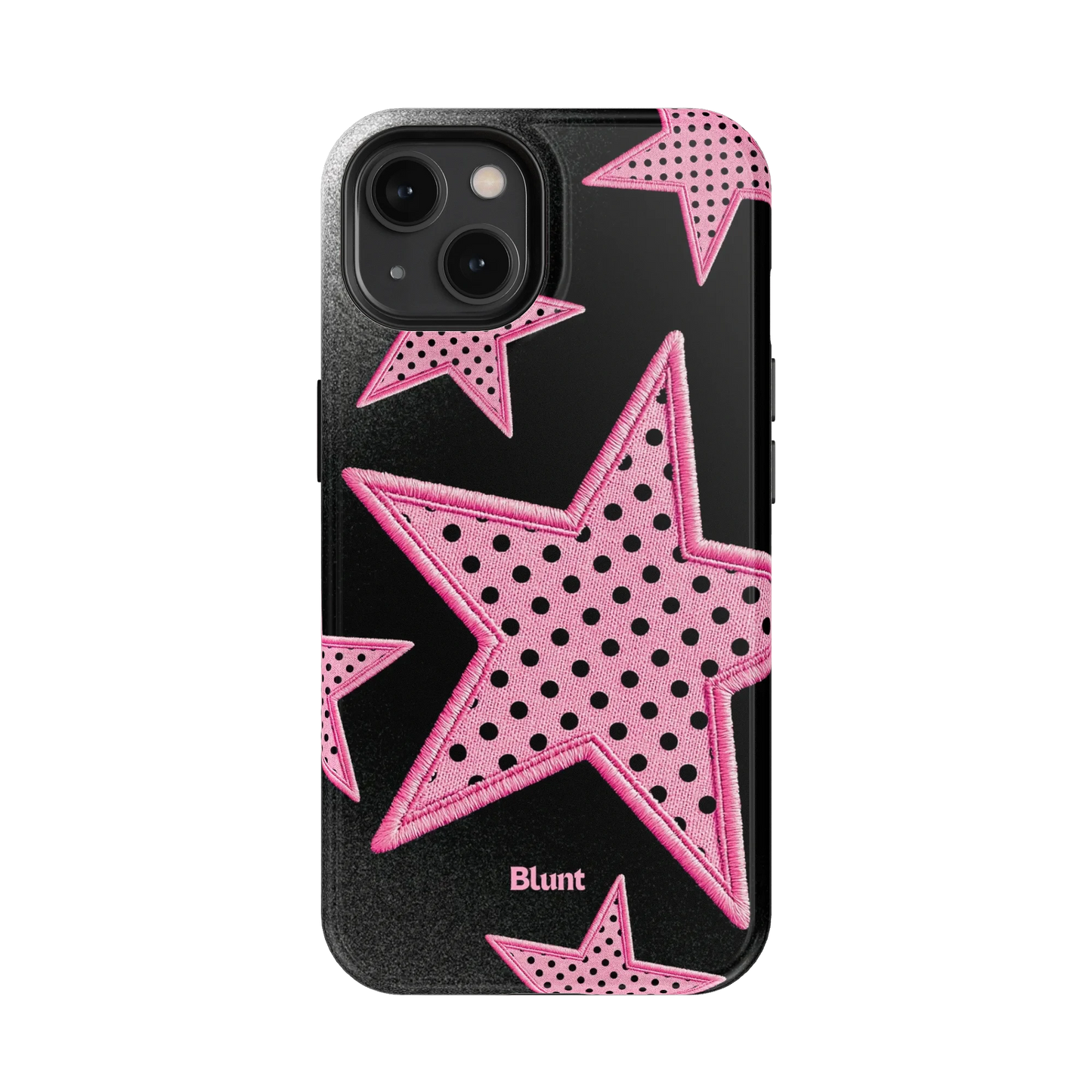 Midnight Pink Polka Star iPhone Case