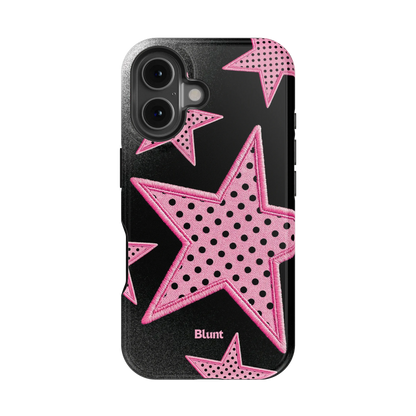 Midnight Pink Polka Star iPhone Case