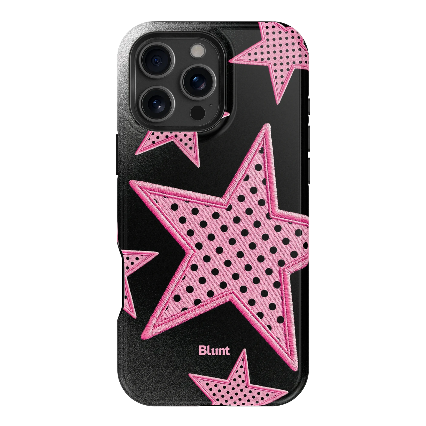 Midnight Pink Polka Star iPhone Case