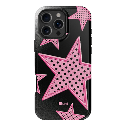 Midnight Pink Polka Star iPhone Case