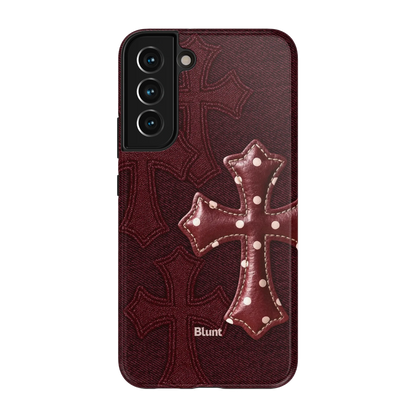 Maroon Polka Cross Samsung Case