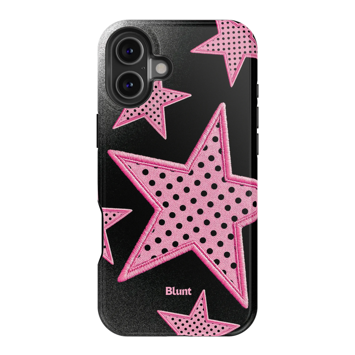 Midnight Pink Polka Star iPhone Case