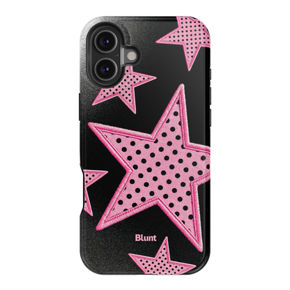 Midnight Pink Polka Star iPhone Case