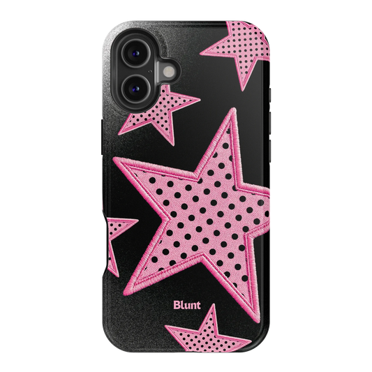 Midnight Pink Polka Star iPhone Case