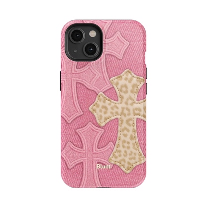 Pink Cheetah Cross iPhone Case