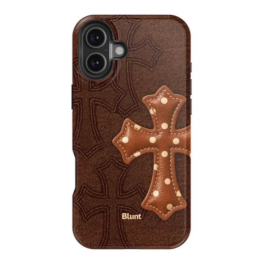 Brown Polka Cross iPhone Case