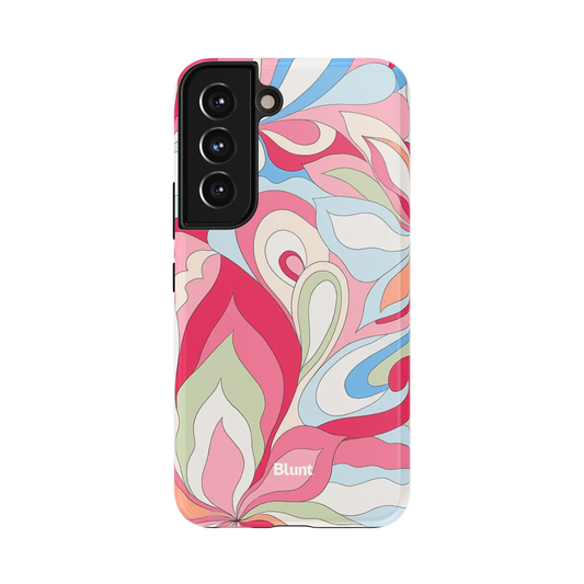 Rosette Samsung Case: an intricate design of pink and red swirls with touches of blue