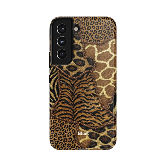 Zariah Samsung Case: a collage of giraffe, leopard, and zebra prints in earthy tones