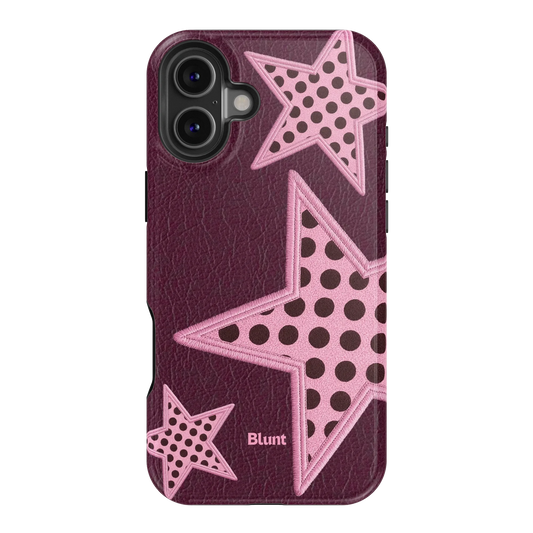 Plum Polka Star iPhone Case
