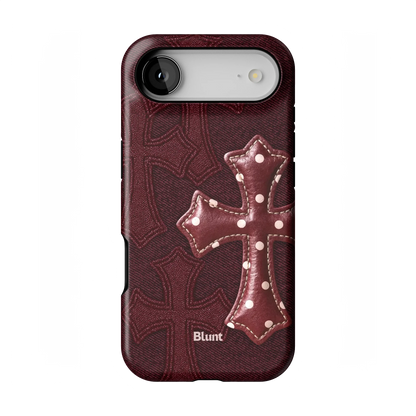 Maroon Polka Cross iPhone Case