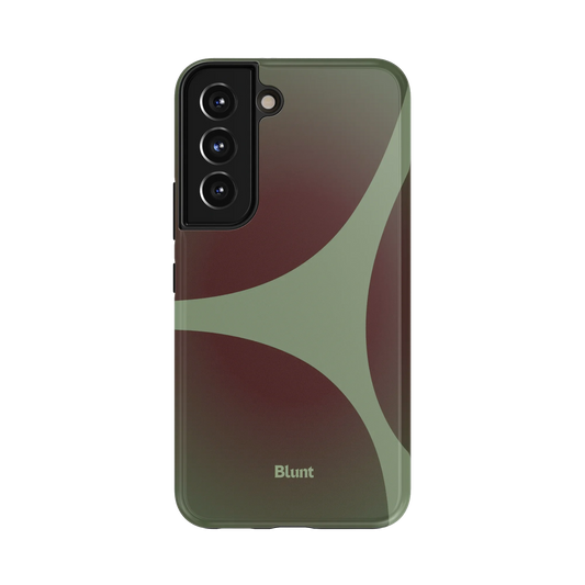 Axis Samsung Case: intersecting green curves on a deep green background