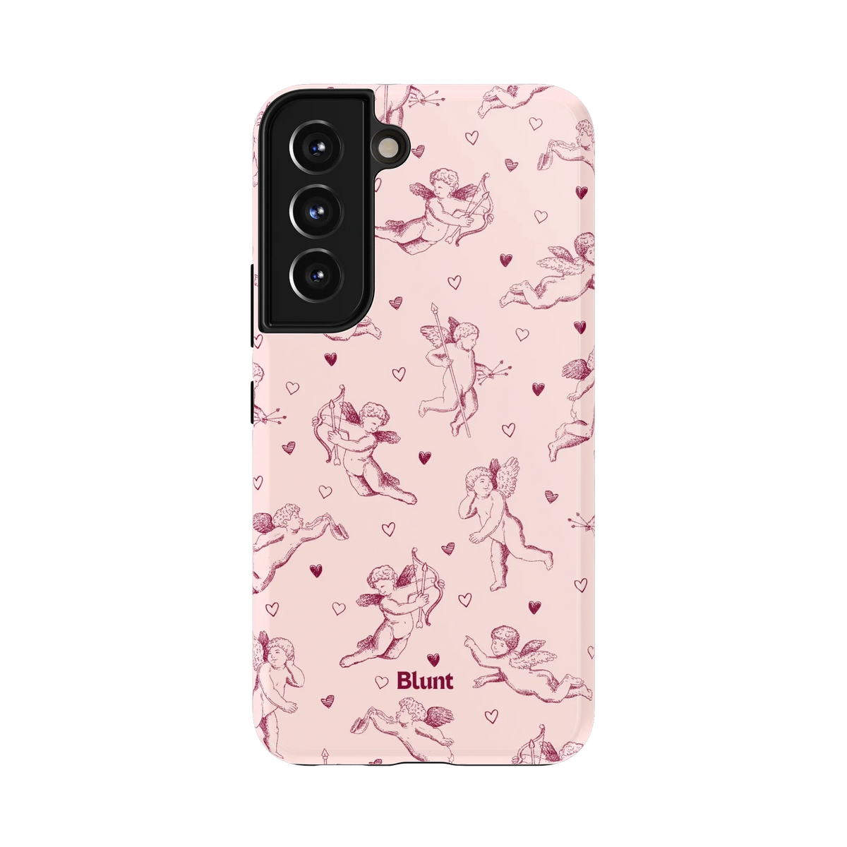 Cupids Doodle Samsung Case: hand-drawn cupids and delicate hearts on a soft pink ground