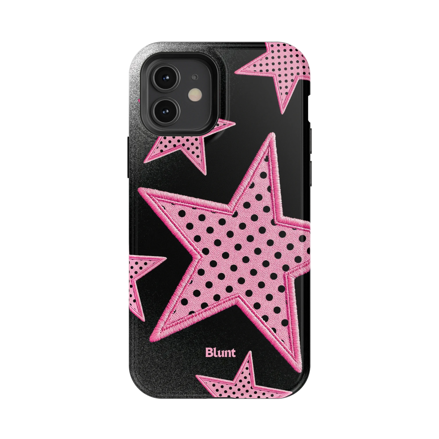 Midnight Pink Polka Star iPhone Case
