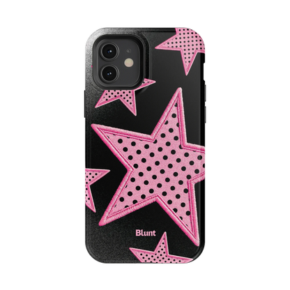 Midnight Pink Polka Star iPhone Case