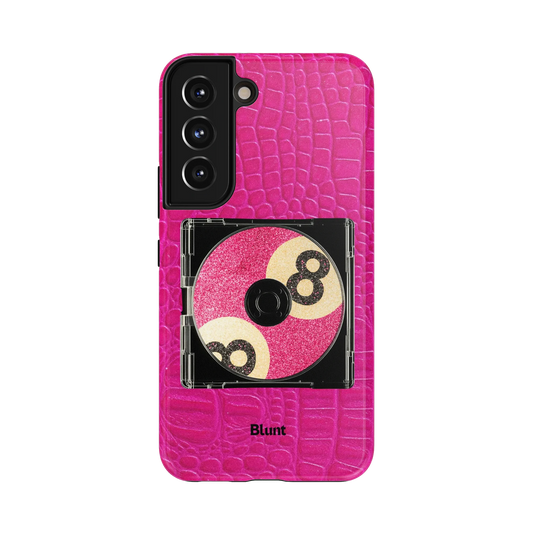 Eightball Mix Samsung Case: a glittery pink 8-ball CD on a textured animal print ground