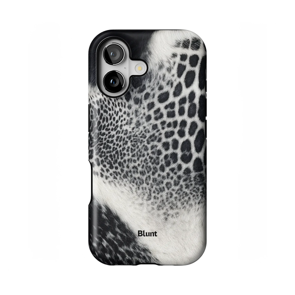 Moon Mirage iPhone Case: intricate black spots on a white fur-like texture