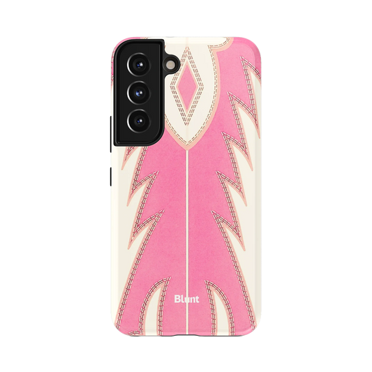 Pink Rodeo Samsung Case: a bold pink and white western cowhide pattern
