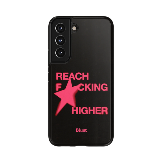 Higher Power Samsung Case: a vibrant pink star amidst motivational text on black