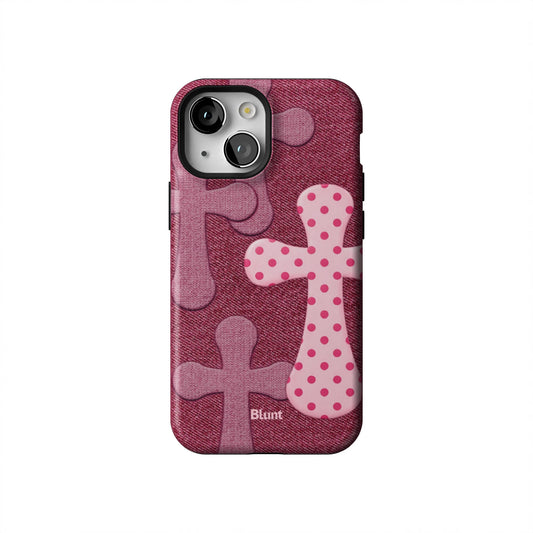Pink-Polka-Patch-iphone-case-iPhone 13 Mini-1