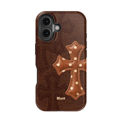 Brown Polka Cross iPhone Case