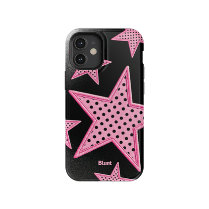Midnight Pink Polka Star iPhone Case
