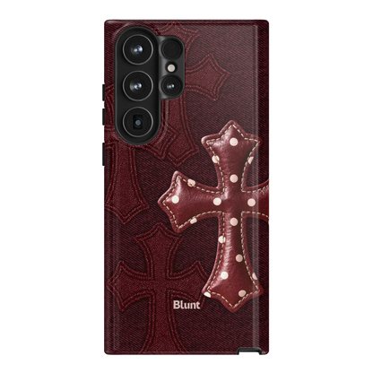 Maroon Polka Cross Samsung Case