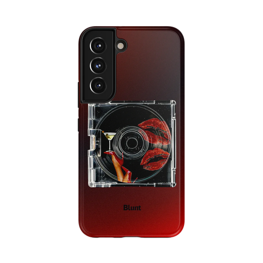 Cherry Mix Samsung Case: glossy red lips and a clear CD on a dark ground
