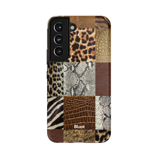Mavii Samsung Case: a patchwork of animal prints in rich browns