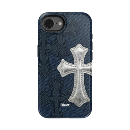 Silver Denim Cross iPhone Case