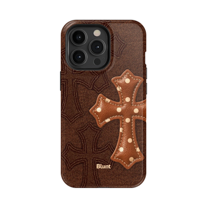 Brown Polka Cross iPhone Case