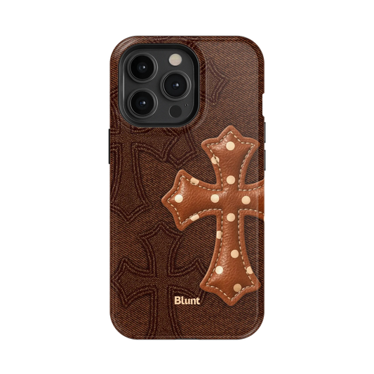 Brown Polka Cross iPhone Case