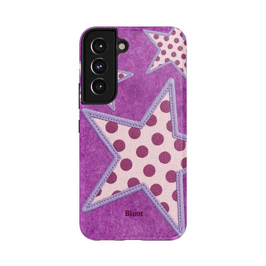 Lilac Crush Polka Star Samsung Case: purple polka-dotted stars on a lilac textured background