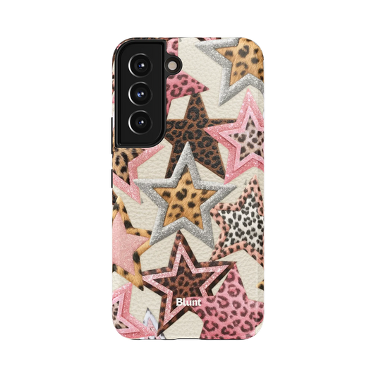 Victoria Samsung Case: pink and brown animal print stars on a white background