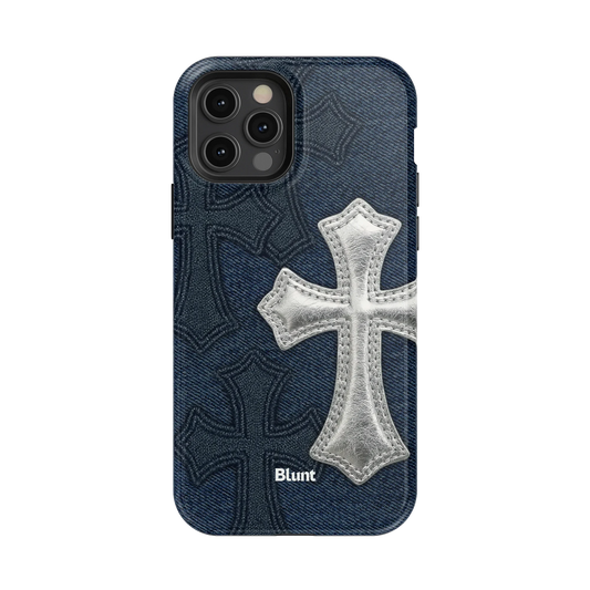 Silver Denim Cross iPhone Case