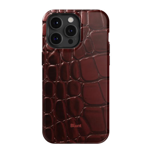 Oxblood Croc iPhone Case