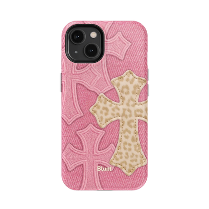 Pink Cheetah Cross iPhone Case
